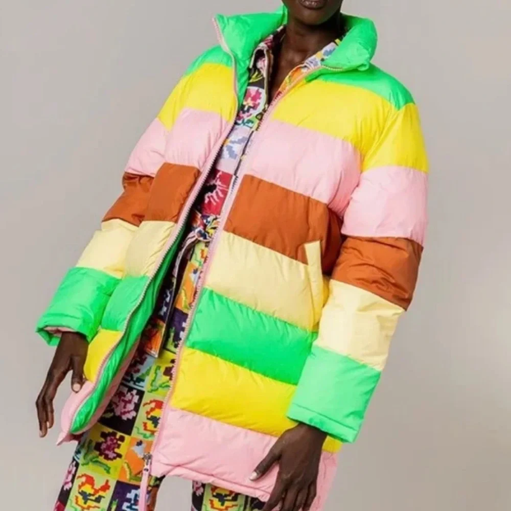 New Rachel Antonoff x Free People Terry Colorblock XS & Med Pink Striped Coat - Picture 9 of 16